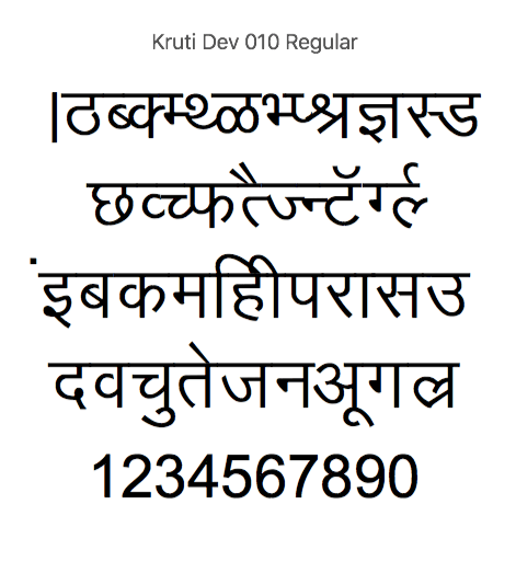 Kruti Dev 010 Regular font view